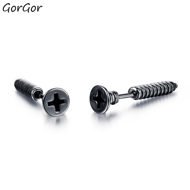 

GorGor Stud Earrings Men Stainless Steel Screw Originality Statement Minimalist Creative Birthday Gift Fashion Jewelry TE-527