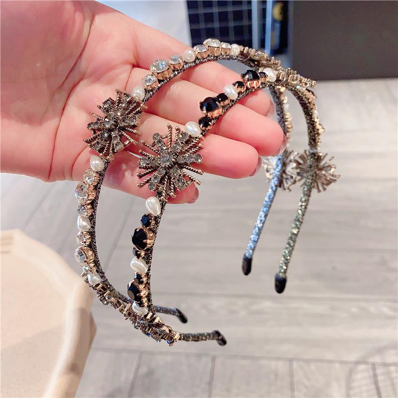 

Gemstone Hair Band Diamond Crystal Female Headband Women's Fashion Hair Accessories Girl Flower Bands Pearl Band