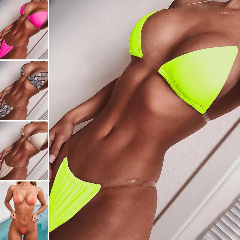 

sexy neon bikini push up swimwear women simple swimsuit Invisible straps bikinis set thong swimming bathing suit for ladies1
