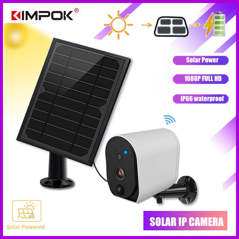 

KIMPOK Solar Power Charging Wireless WiFi Camera 1080P 2MP HD Outdoor Security IP Camera Surveillance External Solar Panel
