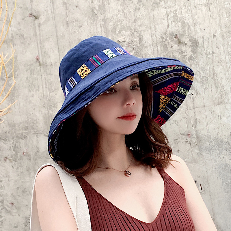 

COKK Women Summer Hat Floppy Fisherman Cap Double Sided Sun Hat Female Wide Large Brim Bohemia Sunhat Beach Hat Cap Vacation New 201027, Red