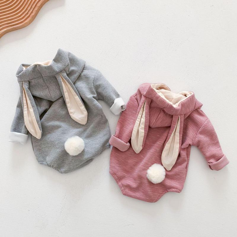 

New 2021 Spring Newborn Clothes Bunny Ear Infant Girls Bodysuit Cute Boys Clothing Rabbit Jumpsuit Baby Outfits Pavq, K2442gray
