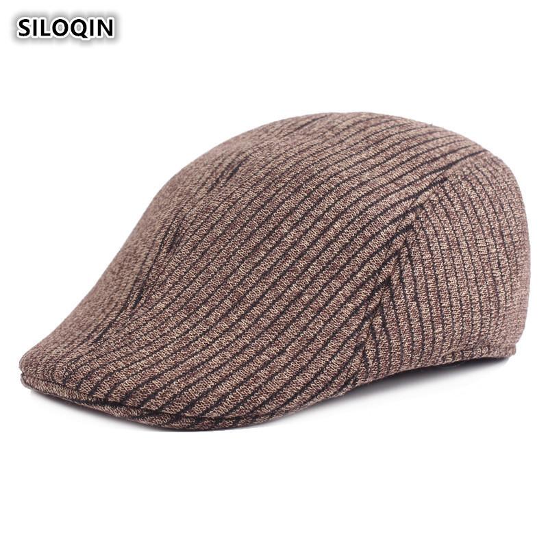 

Berets SILOQIN Autumn Winter Middle-aged Elderly Men's Cotton Keep Warm Thicken Leisure Tourism Motion Hats Casquette Dad's Hat, Black