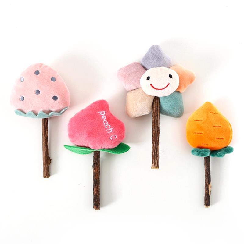 

Legendog 1pc Cat Catnip Toy Plush Bell Carrot Peach Flower Decor Kitten Chewing Toy Cat Bite Toys Pet Supplies Favors