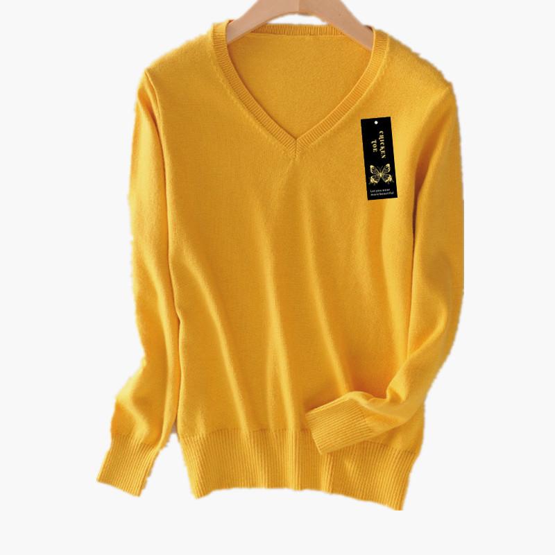 

CHICKEN TOE Soft Cashmere Elastic Sweaters Pullovers Women Autumn Sweater V-Neck Female Jumper Knitted Brand Pullover, Beige