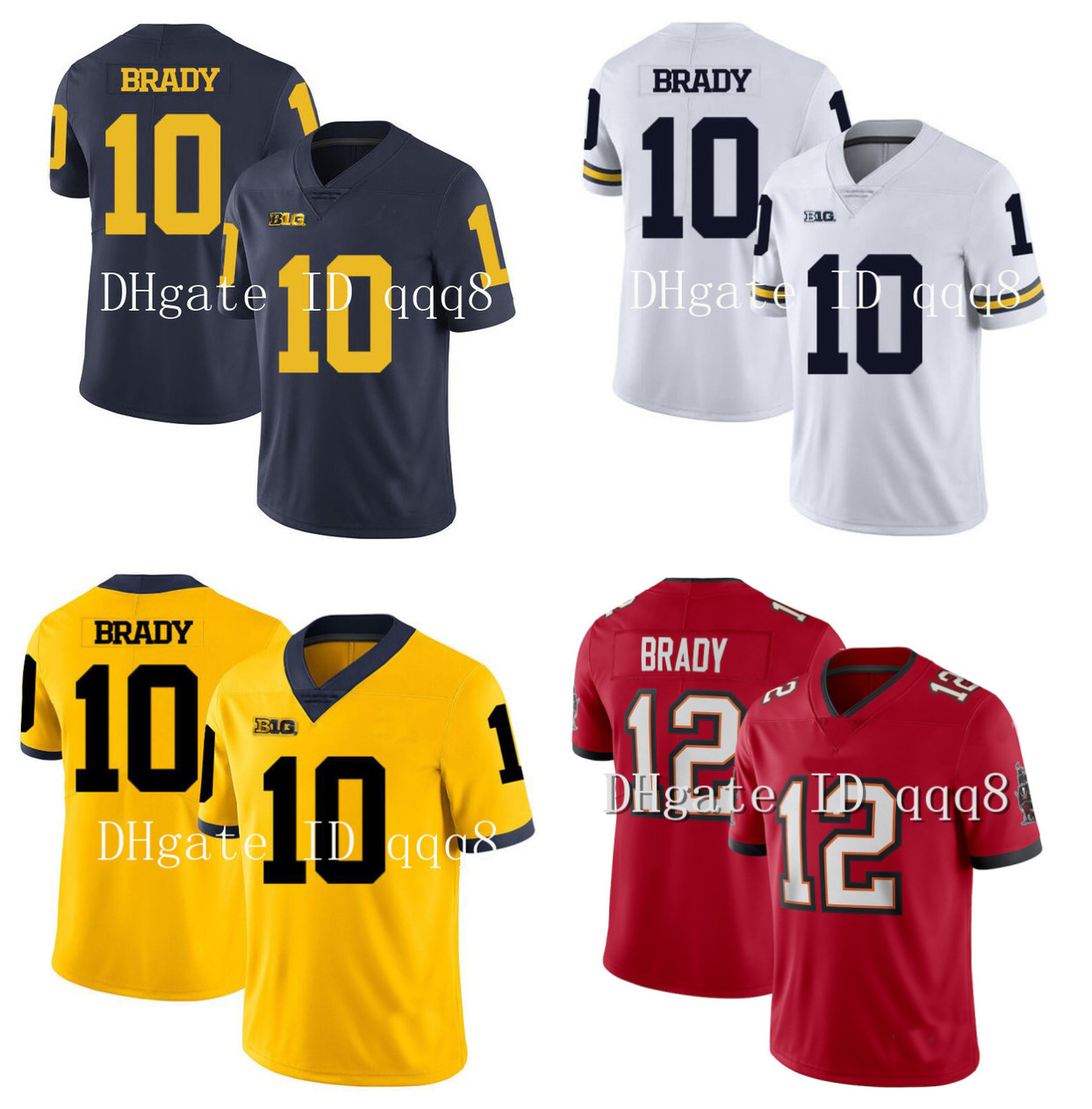 

NCAA Michigan Wolverines Jersey Tom Brady Rob Gronkowski Chris Godwin Devin White Mike Evans Red White College Football, As pic