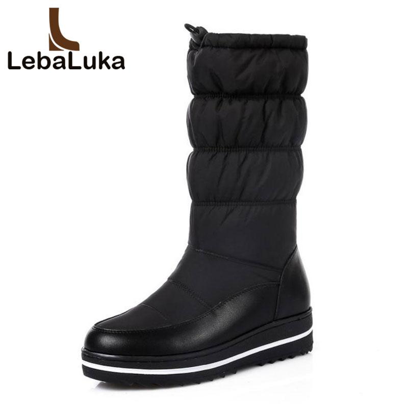 

Tuyoki Size 35-44 Women Wedges Half Short Boots Ealstic Platform Boots With Fur Winter Shoes Long Snow Woman Footwears, Black