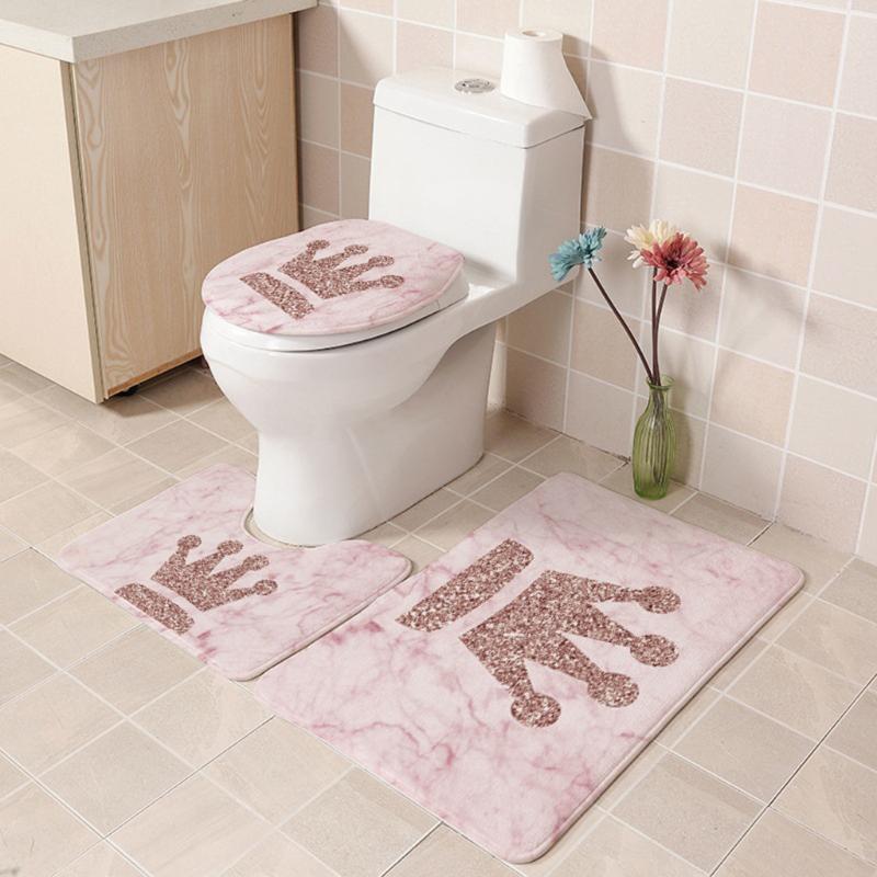 

3pcs European Pattern Soft Bathroom Bath Mat Floor Rug Carpet Water Absorption Rug Toilet Mat Non-Slip Fish Scale Bath Mats Set