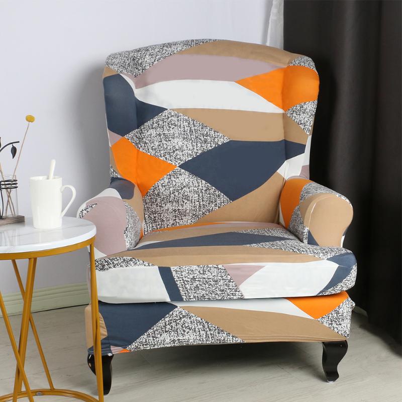 

Back Protective 3D Printed Decorative High Stretch Wing Chair Cover Furniture Home Elastic Arm Anti Slip Hotel Removable