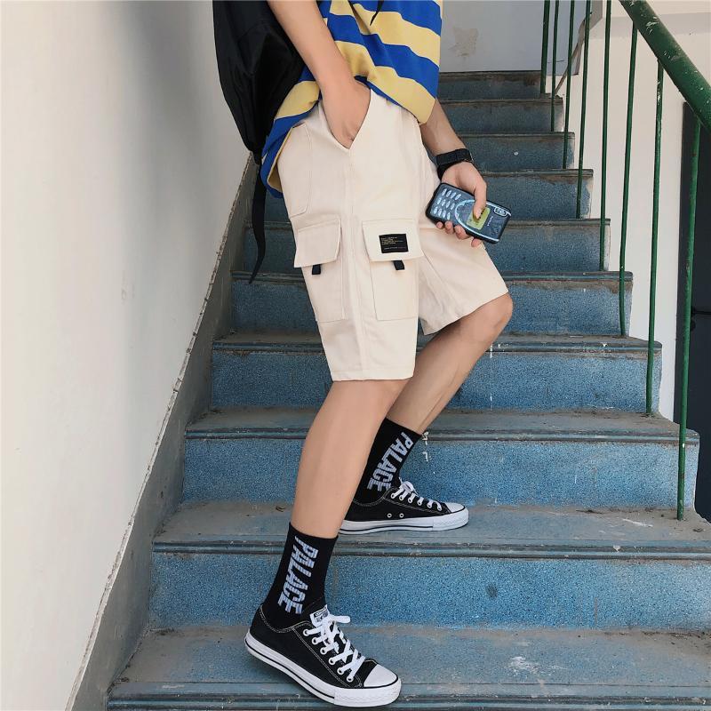 

Men'S Casual Shorts Hong Kong Style Ins Korean-Style Ular Brand Pants Men'S Summer Loose Straight Casual Shorts Trend Youth Work, Khaki