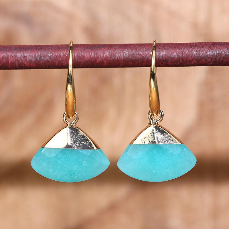 

High Quality Unique Earrings for women fan-shaped natural stone Bohemian Jewelry Gift Dropshipping