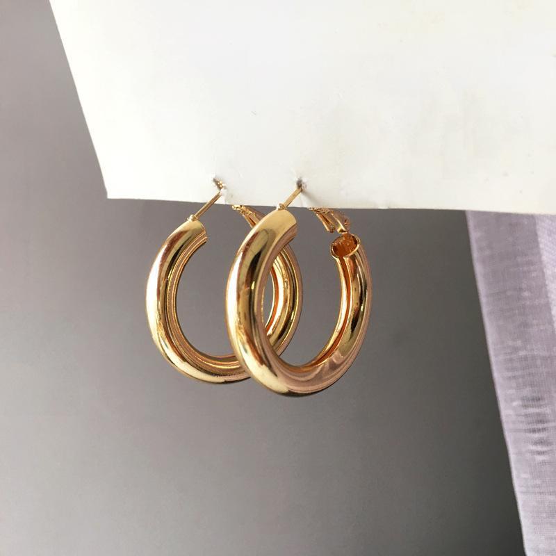 

Trendy Jewelry Earrings Popular Design Metal Shiny Golden Plating Round Hoop Earrings For Women Jewelry Girl Female Party Gift1