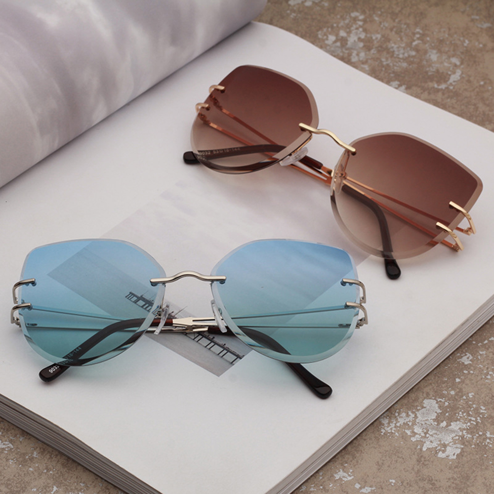 

2021 New Metal Retro Sunglasses Irregular Trimming Frameless Sunglass Mirror Women and Mens Shade Eyewear Holiday Accessories 9032olo 5nmr