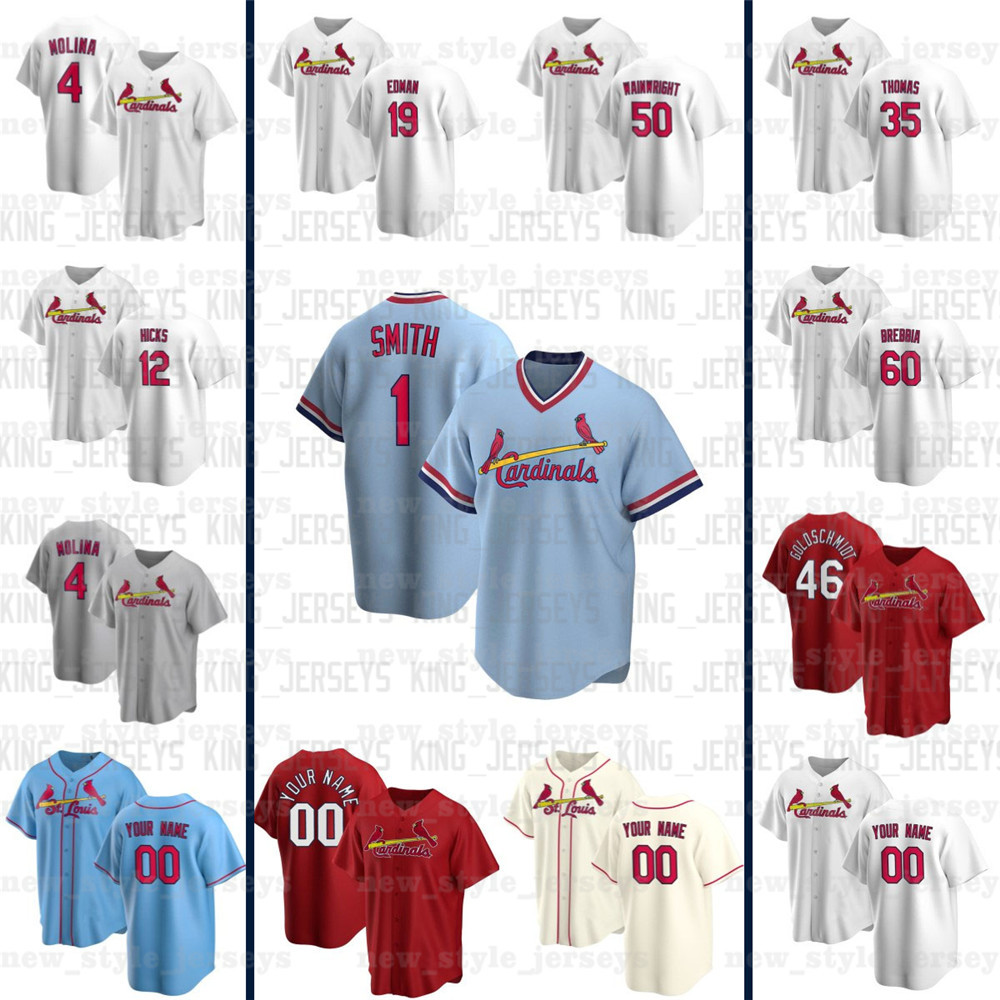 

28 Nolan Arenado 46 Paul Goldschmidt 1 Ozzie Smith 4 Yadier Molina Dexter Fowler Paul DeJong LOUIS CARDINALS Baseball Jerseys zz1, Blue;black