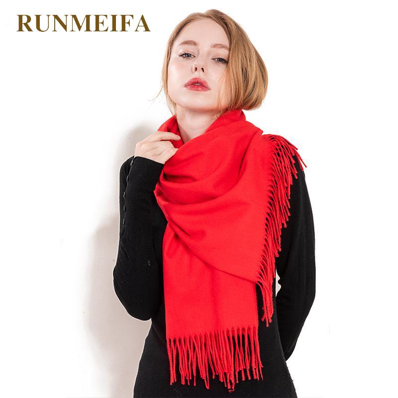 

2020 Fashion Women Scarf Cotton Plain Color Warm Winter Scarves Soft Long Tassel Shawls Wrap Female foulard bufanda
