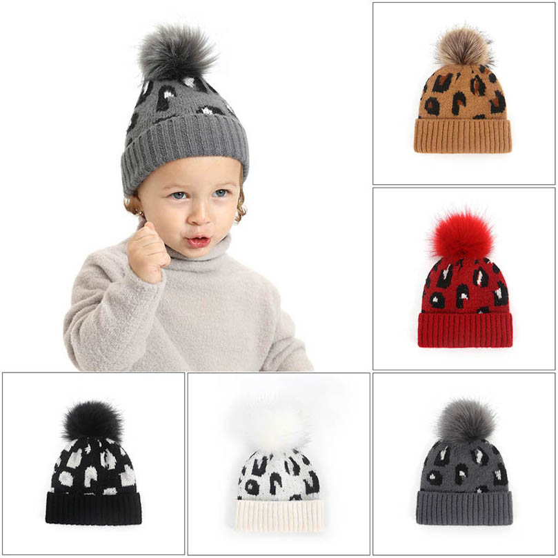 

INS Winter leopard kids hats knitting wool boys hats cute baby hats warm baby caps girls beanies baby beanies girls cap kids cap 0-3Y B3469, Multi-color