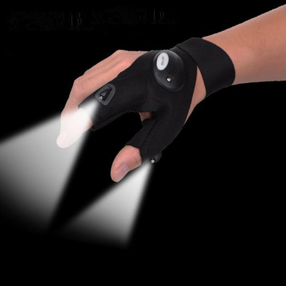 

Night Light Waterproof Fishing Gloves with LED Flashlight Rescue Tools Outdoor Gear Cycling Practical Durable Fingerless Gloves