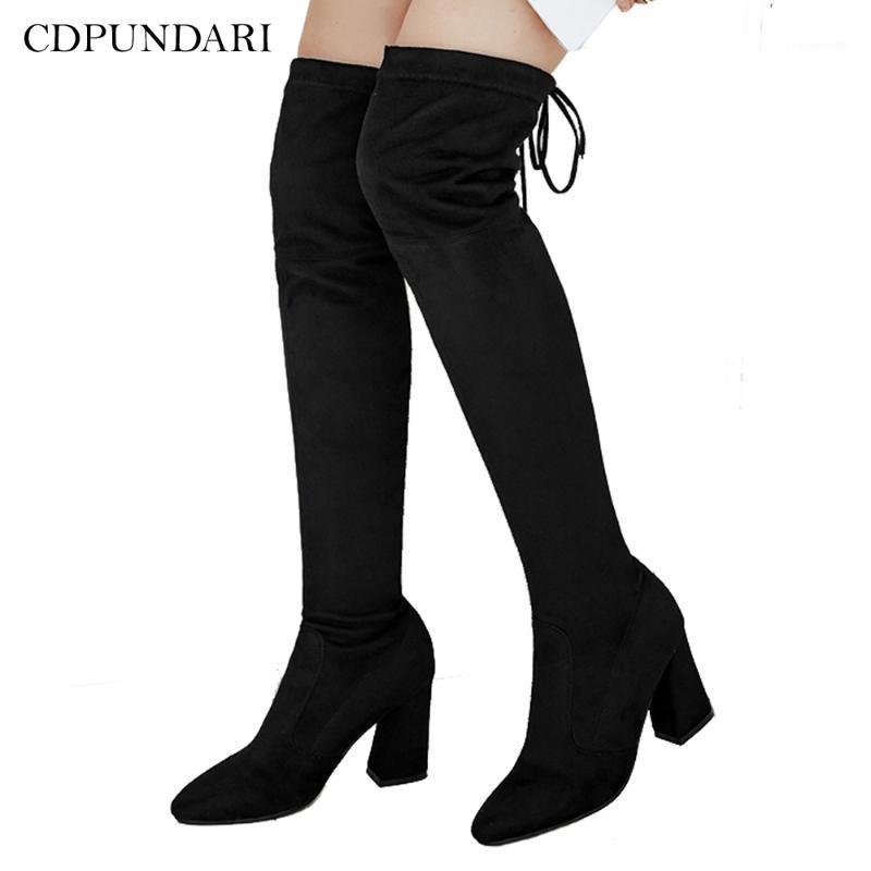 

Stretch Fabric Black Over The Knee Boots Women High Heels Tigh High Boots Ladies Autumn Winter Long Shoes Woman1, Gray