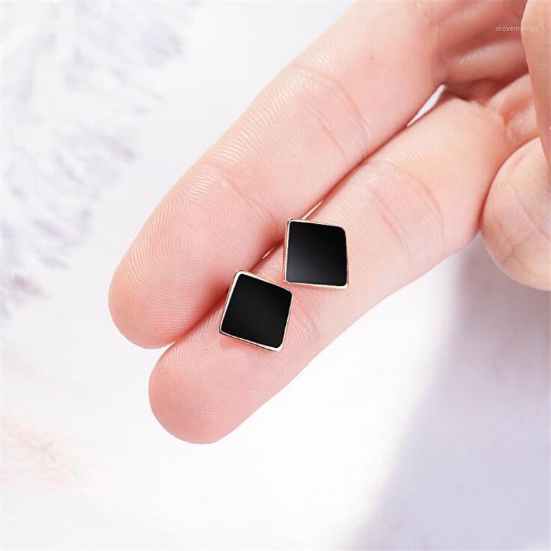 

New Personality Rose Gold Geometric Fashion 925 Sterling Silver Jewelry Square Creative Women Epoxy Stud Earrings SE6321
