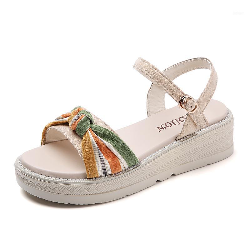 

Women's Elastica8 Summer Fashion Design Ankle Low Wedges Sandals1, Beige