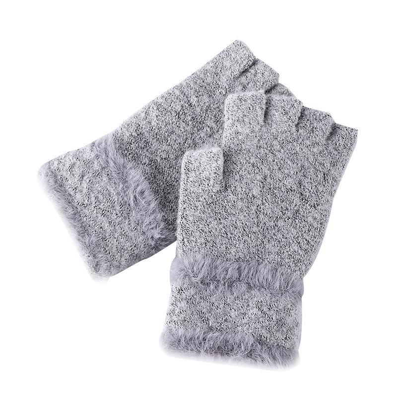 

Five Fingers Gloves 2021 Winter Warm Thickening Wool Knitted Flip Fingerless Flexible Exposed Finger Thick Mittens Men Women