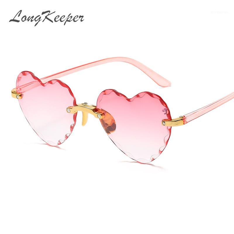 

LongKeeper Heart Shaped Sunglasses Women Fashion Rimless Diamond Sun Glasses Cute Gradient Shades UV400 Okulary1