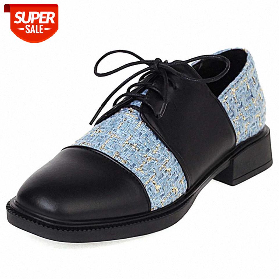 

RIBETRINI Office Lady Lace Up Round Toe Brand New Shoes Patchwork Low Heel Women Flats Casual Comfy Spring Flats #vO6p, Beige