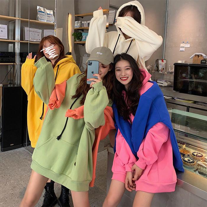 

Health clothing women long autumn and winter 2020 new cap ins thin Korean version of loose jacket female tide, Orange