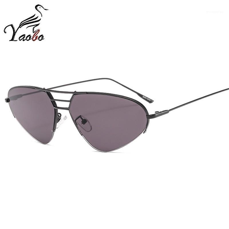

2020 Retro Half Frame Alloy Cat Eye Sunglasses Women Brand Designer Trendy Fashion Siamese Gradient Cateye Sun Glasses UV4001