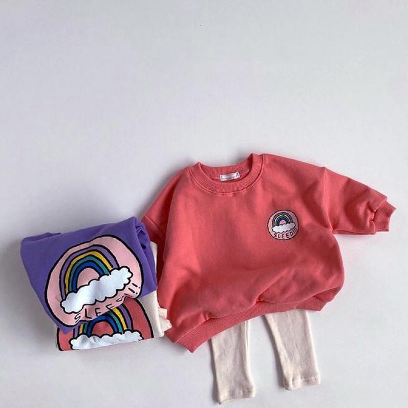

New Children Hoodie Sweatshirt 2021 Spring Kids Sweatshirts Tops Long Sleeve T-shirt Boys Girls Baby Raiow Clothes Frgg, 5263132125red