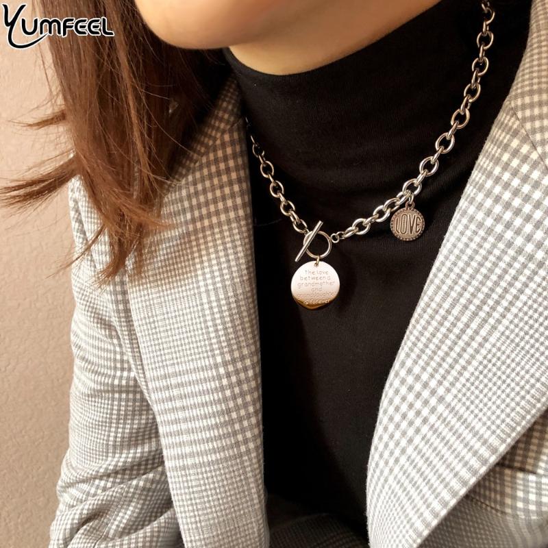 

Yumfeel New Trendy Jewelry Stainless Steel Charm Love Pendants Necklaces Women