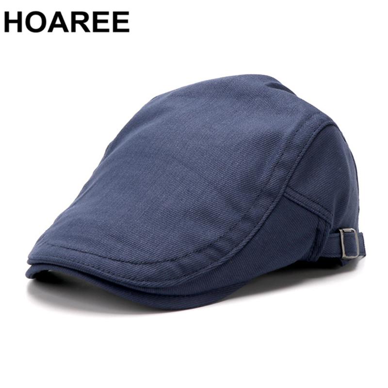 

HOAREE Navy Mens Berets Retro Men Flat Cap Cotton Solid Irish Cap Casual Spring Summer Brand High Quality Male Driver Ivy Hat, White