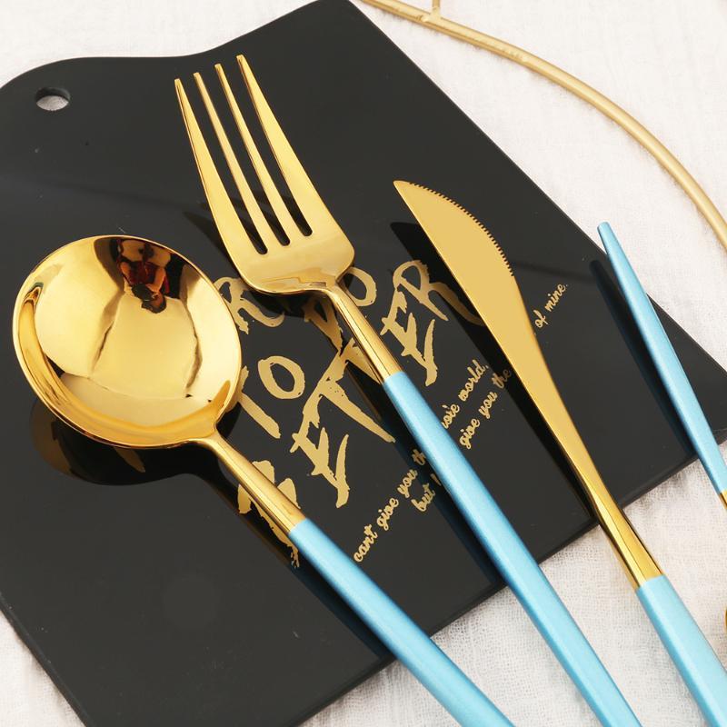 

24PC Cheap Flatware Dinnerware Set Knife Fork Spoon 304 Stainless Steel Travel Portable Tableware TravelCutlery Set Service1