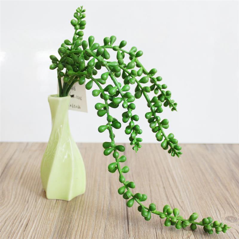 

Green Vine Artificial Succulents Pearls Fleshy Branches Wall Hanging Plastic Rattan Plants Fall Home Wedding Decoration Flower