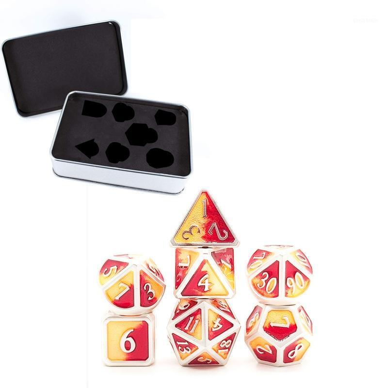 

7 PCS Dragon Style Metal Dice Metallic DND Game D&D Dice with Free Metal Case 77HC1