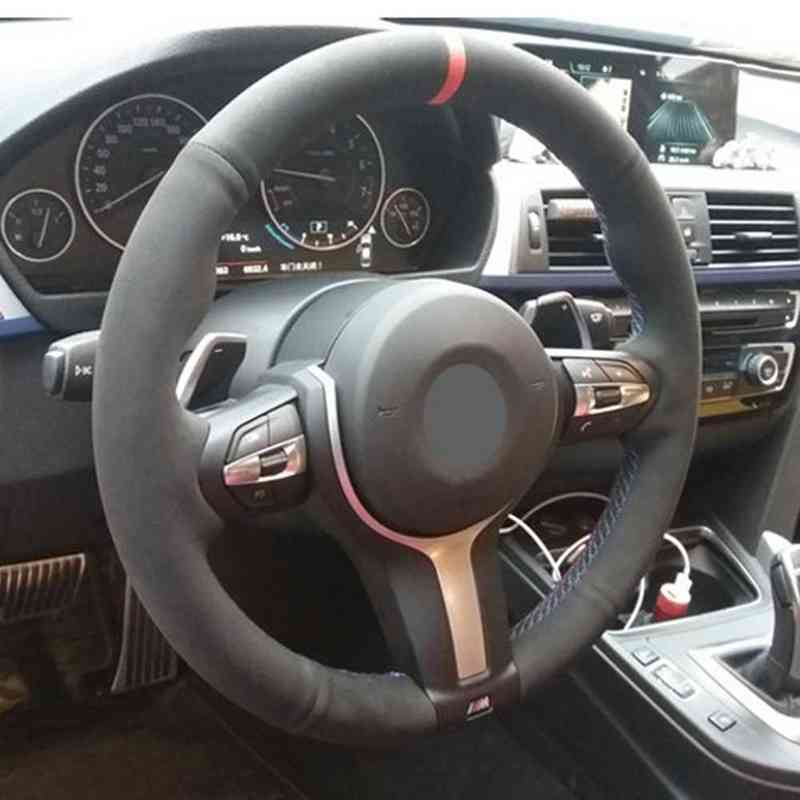 

Black Suede Car Steering Wheel Cover For Bmw F87 M2 F80 M3 F82 M4 M5 F12 F13 M6 F85 x5 M F86 F33 X6 M F30 M Sport J220808