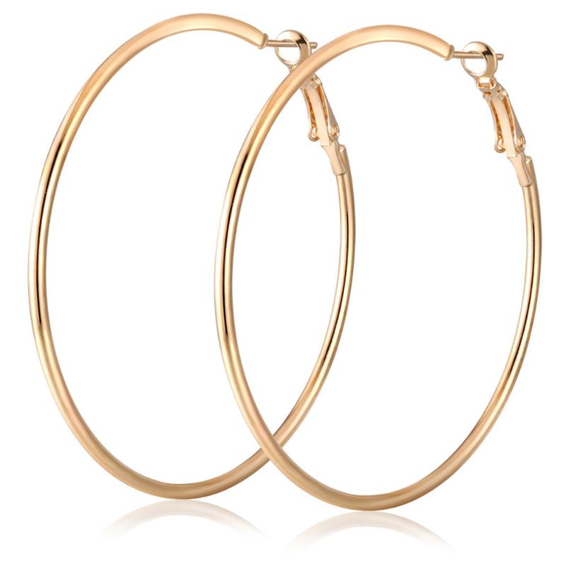 

European Big Hoop Earrings for Women Yellow Gold Filled Temperament Simple Earrings Dia 5cm