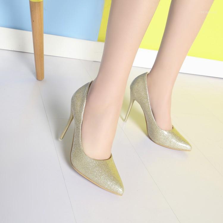 

Big Size 11 12 13 14 15 ladies high heels women shoes woman pumps High-heeled single shoes with pointed shallow sequins1, Silver