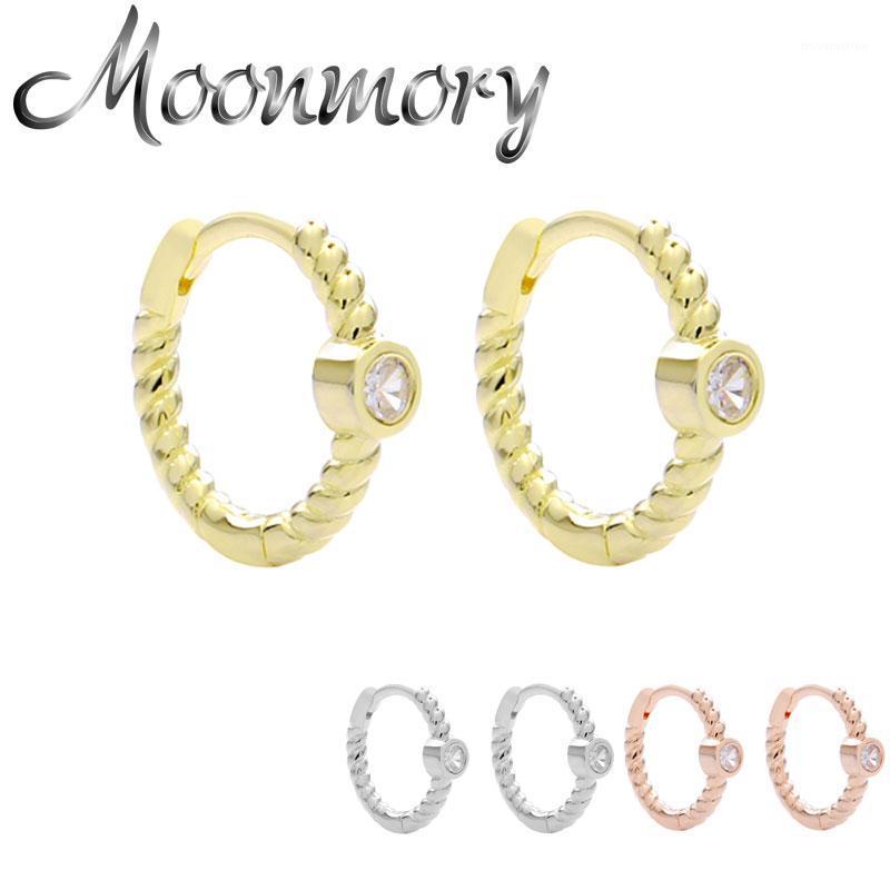 

Moonmory 925 Sterling Silver Twist Spiral Round Zircon Hoop Huggies Earrings For Women Statement Evil Eye Female Brincos Jewelry1