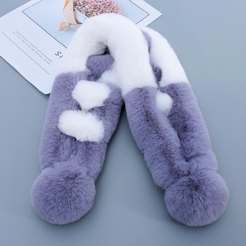 

Winter Ladies Patchwork Colours Warm Neck Scarves 2021 New Women Fashion Soft Scarf Faux Fur Shawls Collar foulard femme FN60