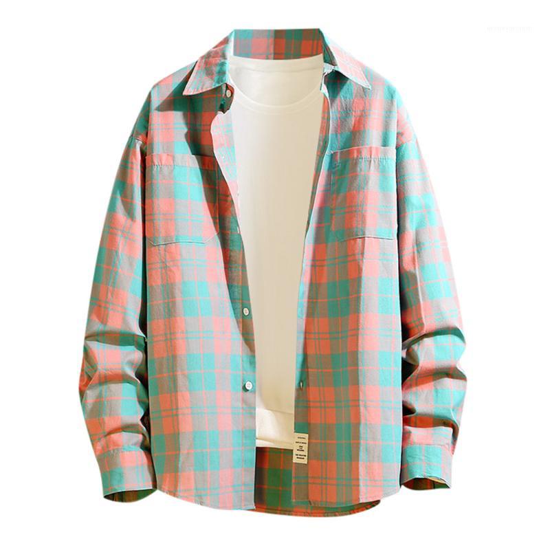 

Men'sTops Comfortable soft Autumn Fashion Loose Casual Daily Plaid Long Sleeve Shirt Top Blouse Leisure charming fashion1, Blue