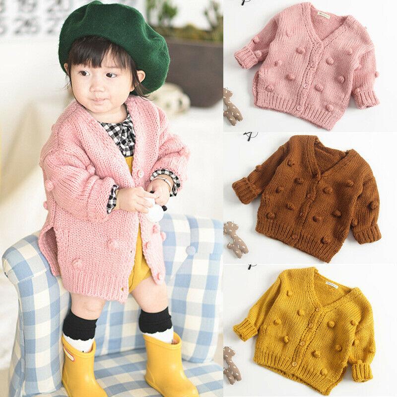 

Newborn Baby Sweater Child Kids Baby Girl Long Sleeve Cardigan Coat Jacket Outwear Wool Split Ball Jacket Knitted Sweater, Brown