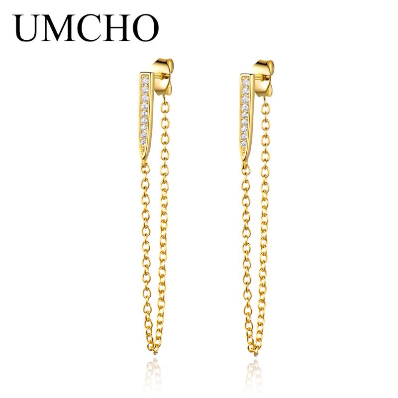 

Dangle & Chandelier UMCHO Pure 100% 925 Sterling Silver Long Earrings For Women Tassel Romantic Party Gift Fine Jewelry