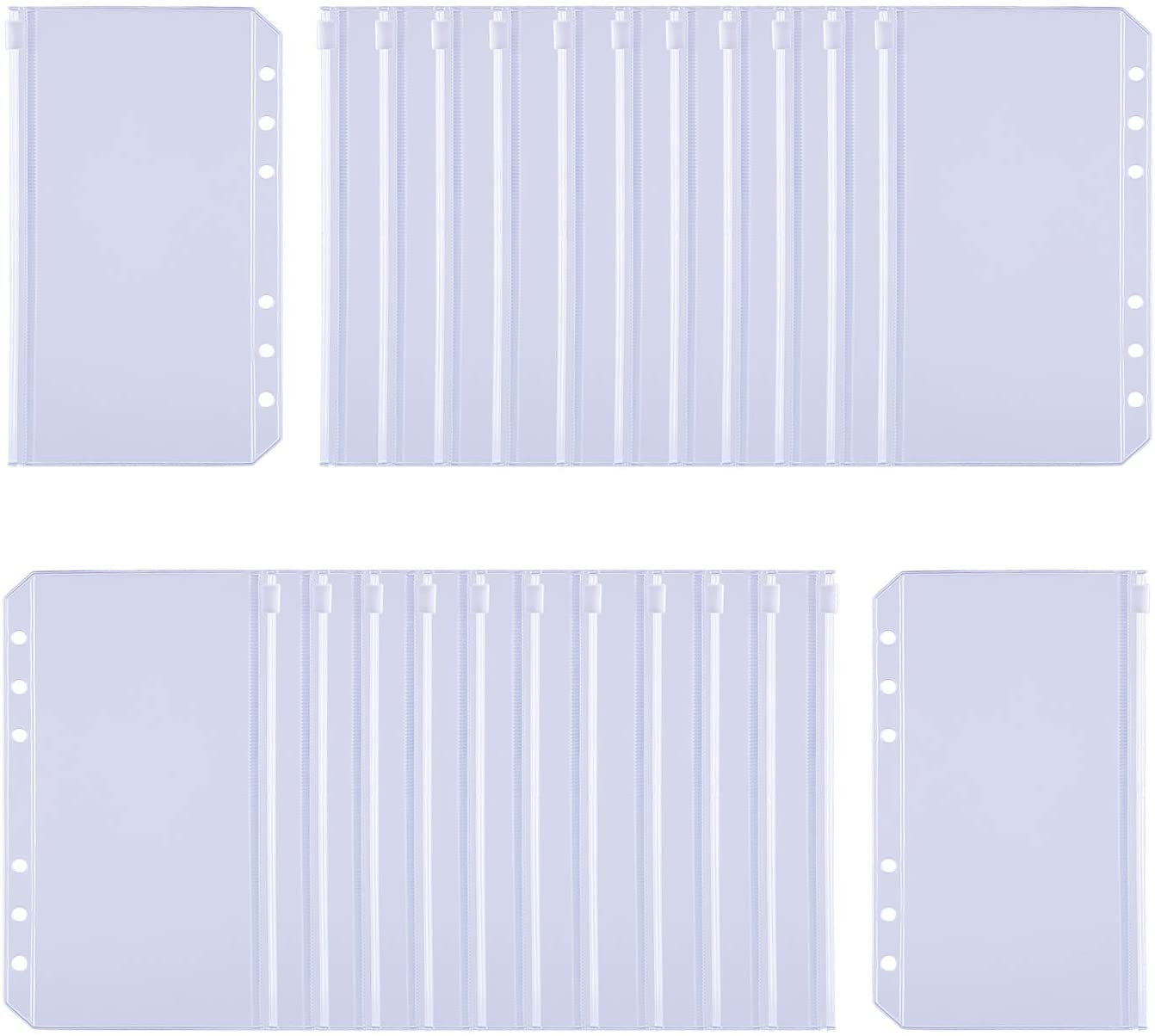 

Binder Bag Pockets A6 Size 6 Holes Zipper Binder Pouch Folders Waterproof PVC Loose Leaf Bags