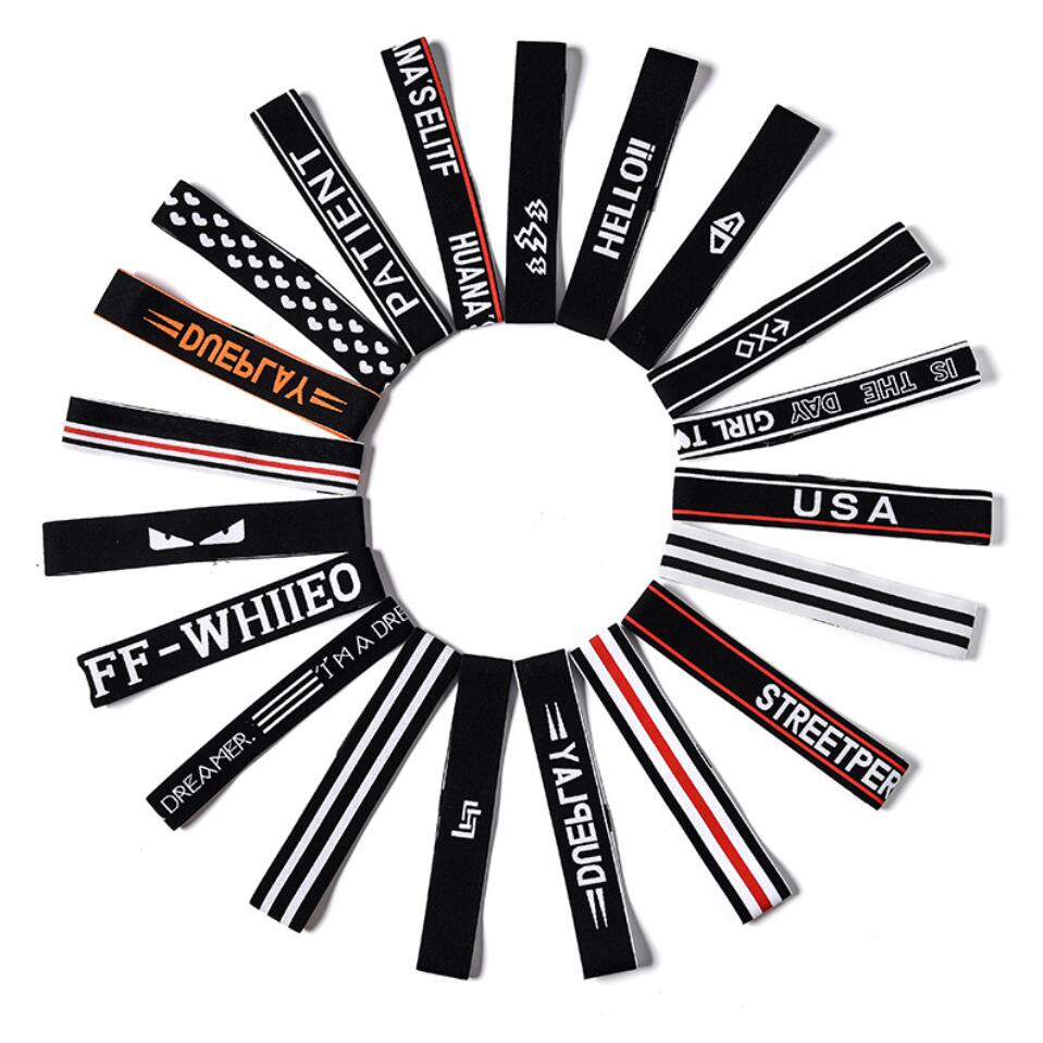 

Lots Style Fashion Letter Stripe Sport Yoga Dance Biker Wide Headband Hood Stretch Ribbon Hairband Elastic Man/Women head wrap