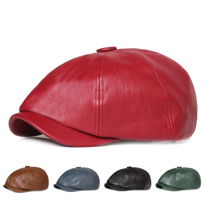 

Berets Four Seasons Women Female Caps Retro Painter Style PU Material Soft Outdoor Travel Multiple Colour, Black