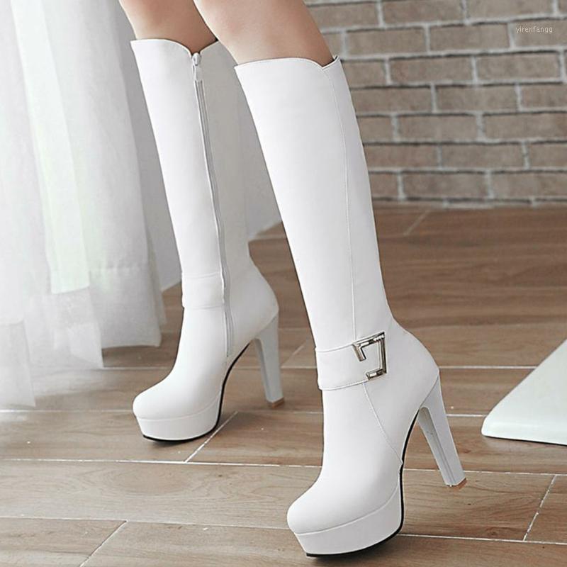 

Hot Sale Large Sizes 43 Platform High Heels Kneed High Boot Winter Shoes Women Boots Female Footwear1, Black