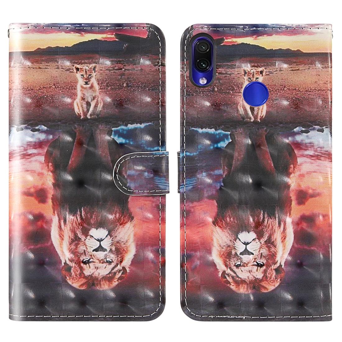 

For Xiaomi Redmi Note 7S Note 7 Pro 3D Painting Colored Drawing Pattern Horizontal Flip TPU PU Leather Case with Holder Card Slots Wall