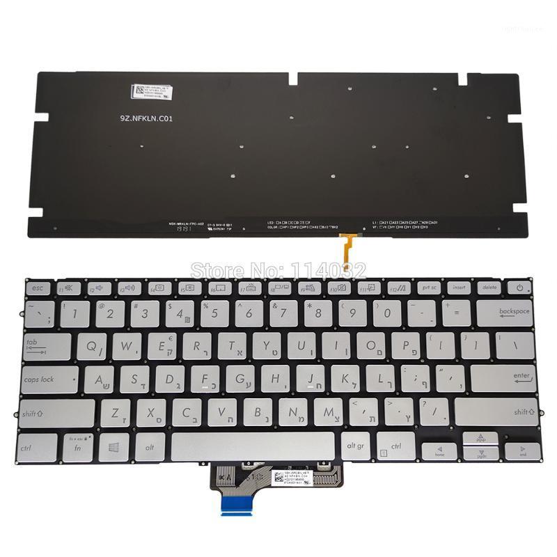 

Laptop Replacement Keyboards Backlit Keyboard For ASUS UX431 UM431 Hebrew HE RU Russian NSK WRCBN 9Z NFKBN C0H Silver Layout Light1