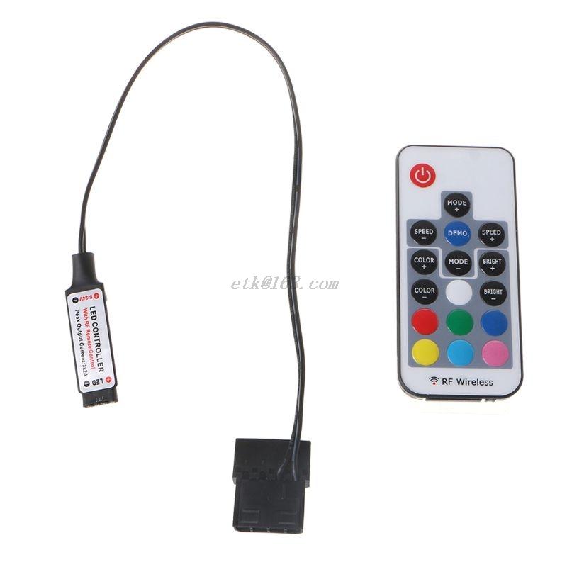 

RGB Controller RF Wireless Remote Control for Case LED Light 3Pin 5V or 4Pin 12V RGB for AURA SYNC Power Supply